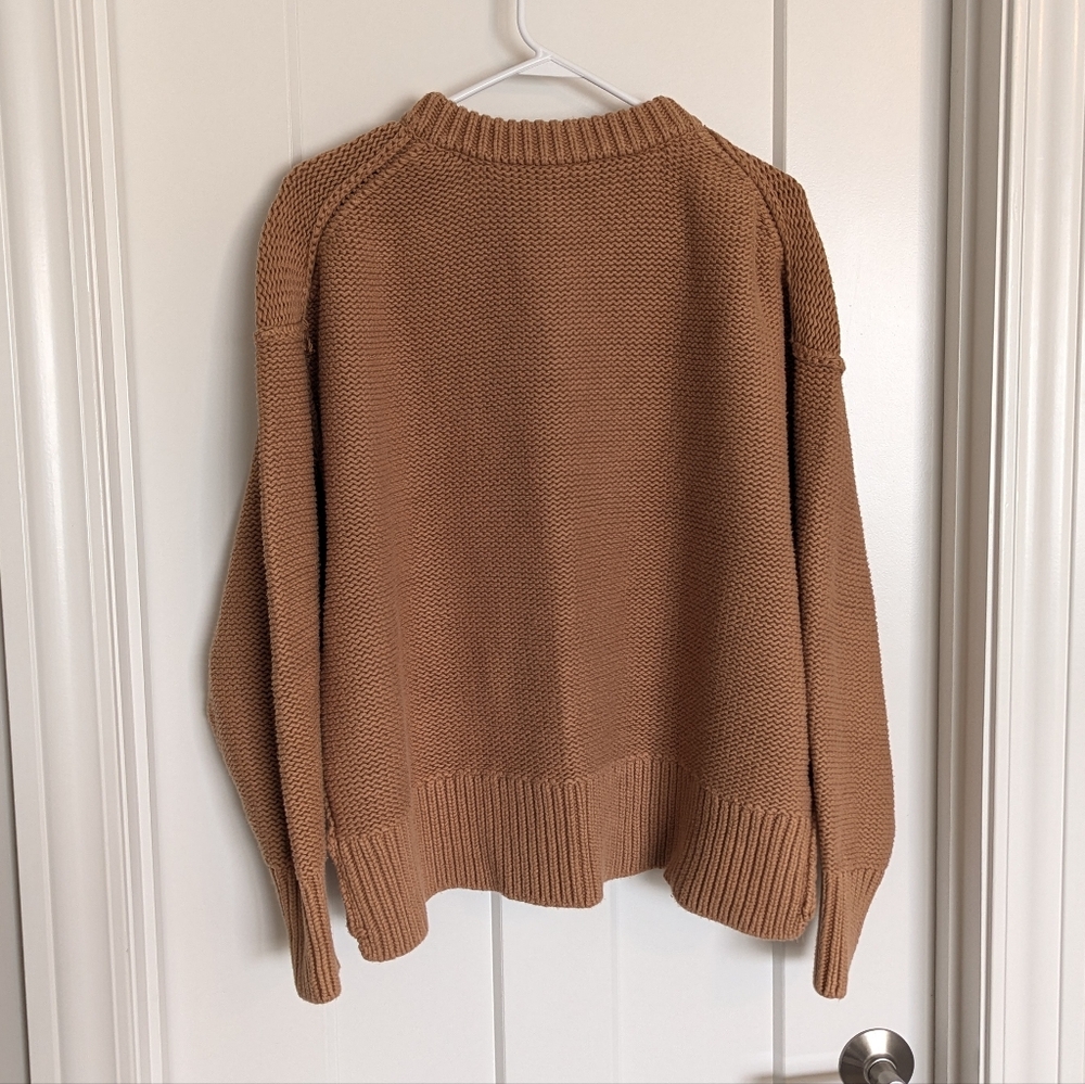 Free People Alli V-neck Chunky Oversized Sweater - Camel sz XS - Picture 5 of 7